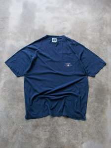 Ralph Lauren: Vintage 90s Navy Chaps Ralph Lauren Pocket Tee (2XL)