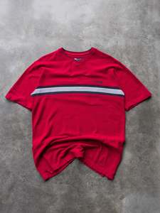 Vintage 00s Red Chaps Ralph Lauren Striped Tee (M)