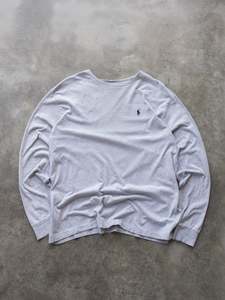 Vintage 00s Grey Polo Ralph Lauren Long Sleeve (M)