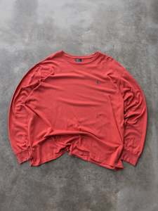 Ralph Lauren: Vintage 00s Faded Red Polo Ralph Lauren Long Sleeve (XL)