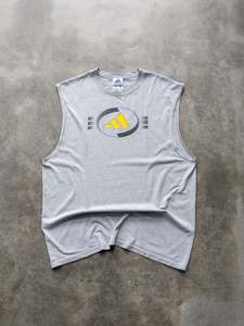Adidas: Vintage 90s Grey Adidas Graphic Tank (XL)