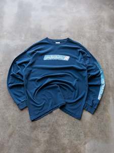Vintage 90s Navy Adidas Graphic Long Sleeve (XL)