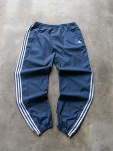 Vintage Bottoms: Vintage 90s Navy Adidas 3 Stripe Track Pants (XL)