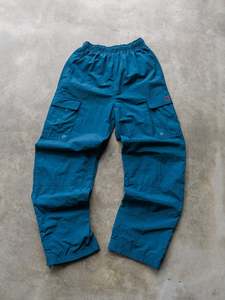 Vintage Bottoms: Vintage 90s Teal B.U.M. Equipment Cargo Track Pants (14-16Y)