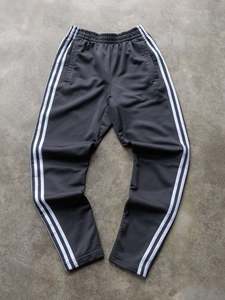 Vintage Bottoms: Grey Adidas 3 Stripe Mesh Track Pants (S)