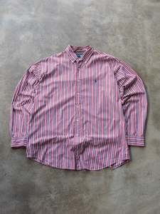 Vintage Shirts: Vintage 90s Red & Blue Ralph Lauren Striped Shirt (L)