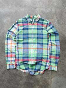 Vintage Shirts: Vintage Green & Multi Colour Ralph Lauren Plaid Shirt (M)