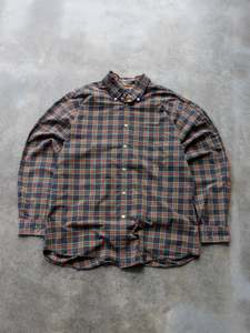 Vintage Shirts: Vintage 90s Navy Multi Colour Tommy Hilfiger Plaid Shirt (L)