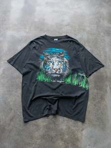 Vintage 90s Black Las Vegas Tiger Graphic Tee (2XL)