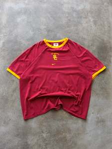 Vintage 00s Maroon Nike USC Trojans Ringer Tee (XL)