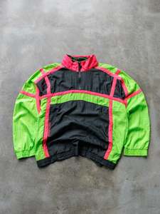 Earth Tones: Vintage 90s Neon Colourblock New Balance Windbreaker (XL)