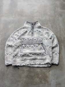 Vintage Grey & White Patterned Carhartt Snap-T Fleece Sweatshirt (XL)