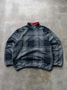 Vintage 90s Grey Plaid Nautica Fleece (2XL)