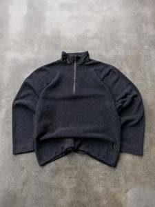 Vintage 90s Black Nautica Quarter Zip Fleece Sweatshirt (M)