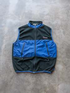 Fleece: Vintage 90s Black & Blue Nautica Competition Fleece Vest (2XL)