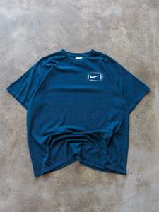 Graphic Tees: Vintage 00s Teal Nike Swoosh Graphic Tee (XL)