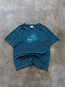 Graphic Tees: Vintage 00s Teal Nike Lightning Graphic Tee (18-20Y)