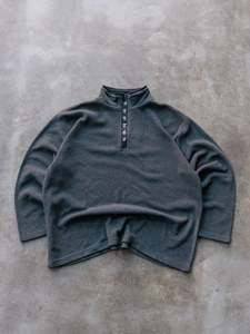 Fleece: Vintage 90s Grey Reebok Quarter Zip Fleece Sweatshirt (XL)