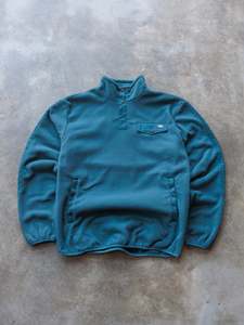 Vintage Teal Dickies Quarter-Snap Fleece Sweatshirt (S)