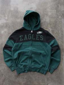 Vintage Green Starter Philadelphia Eagles Zip Hoodie (L)