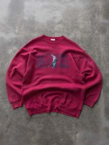 Vintage 90s Maroon New York Golf Graphic Sweatshirt (XL)