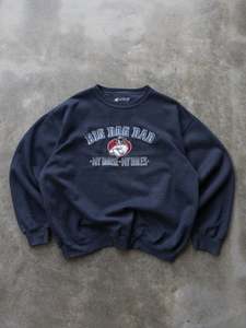 Vintage Navy Big Dog Dad My House My Rules Graphic Sweatshirt (XL)