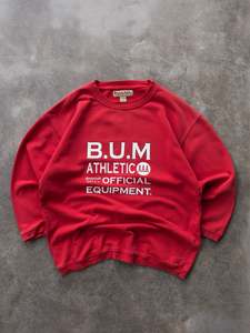 Vintage 1993 Red B.U.M. Athletic Spell Out Sweatshirt (M)