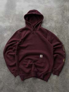 Vintage Maroon Carhartt Spell Out Hoodie (S)