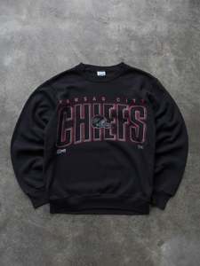 Vintage 1991 Black Kansas City Chiefs Sweatshirt (XS)