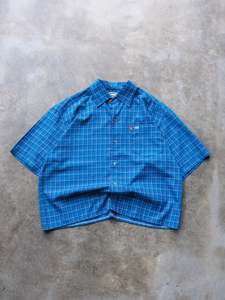 Vintage 00s Blue Plaid Ecko Unltd Cropped Shirt (L)