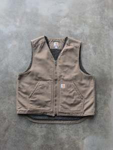 Earth Tones: Tan Carhartt Sherpa-Lined Vest (L)