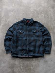 Vintage Navy Dickies Flannel Fleece Shirt Jacket (L)