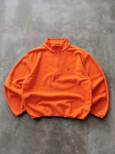 Vintage 90s Orange Nautica Fleece Quarter Zip Sweatshirt (L)