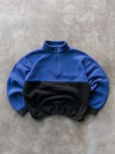 Vintage 90s Blue & Black Gap Quarter Zip Fleece Sweatshirt (S)