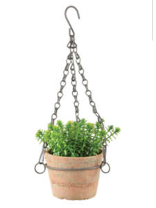 Aged terracotta round hanging pot