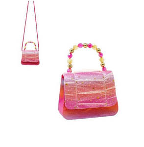 Butterfly Ruched Sparkle Hard Handbag - Pink Poppy