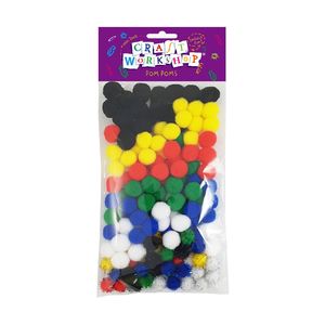 Craft Items: Pompoms Plain and Glitter - 138pc