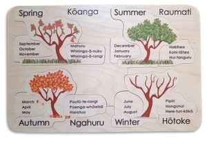Puzzles Maori: Ngā Wāhanga o te Tau | Seasons (Māori/English) 12pc puzzle - Kiwi Made Toys