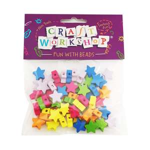 Threading Materials: Wooden Craft Beads Stars 1.5cm 60pc - Craft Workshop