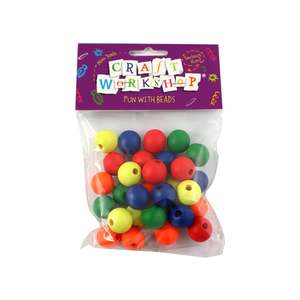 Craft Beads Round Neon 16mm 30pc - Craft Workshop