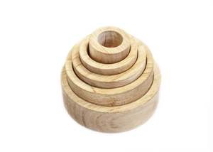 Seriating Materials: Natural Wooden Stacking Bowls 5pc - QToys