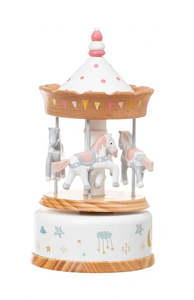 Pink Carousel Wooden Music Box