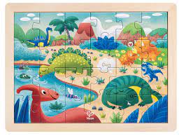 Up To 29 Pieces: Dino Puzzle in a Tray 24pc - Hape