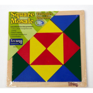 Mosaic Wood 4 Colours Triangles Isosceles Puzzle
