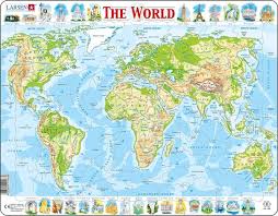 Puzzles: Map of the World Puzzle Geographical 80pc - Larsen