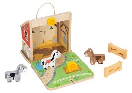 Blocks Accessories: Foldable Horse Stables Wooden - hi Pando