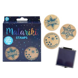 Collage: Matariki Stamp Set 3pc 45mm with Inkpad - Learning Tools