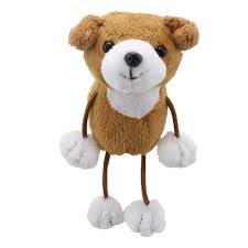 Brown and White Dog Finger Puppet - The Puppet Company