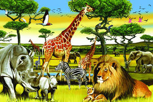 Puzzles: African Plains 36pc Floor Puzzle - Cobble Hill