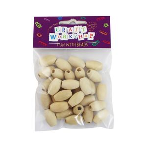 Craft Beads Oval Wooden 2cm 30pc - Craft Workshop